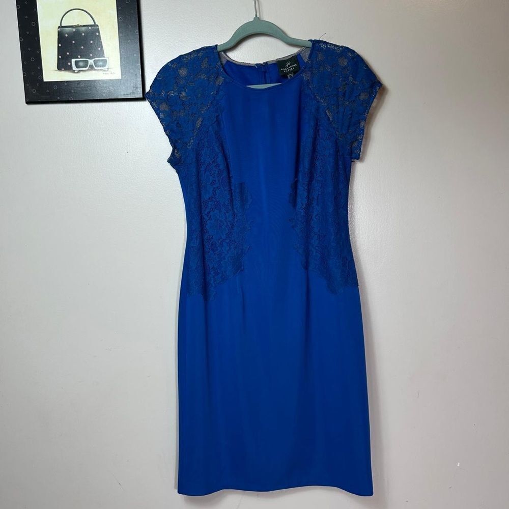 Adrianna Papell Royal Blue Lace Midi Dress